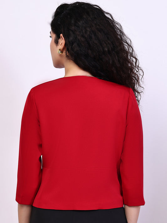 Exude Reign Peplum Short Blazer (Red)