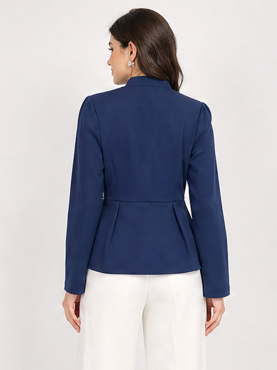 Navy Tailored Peplum Top