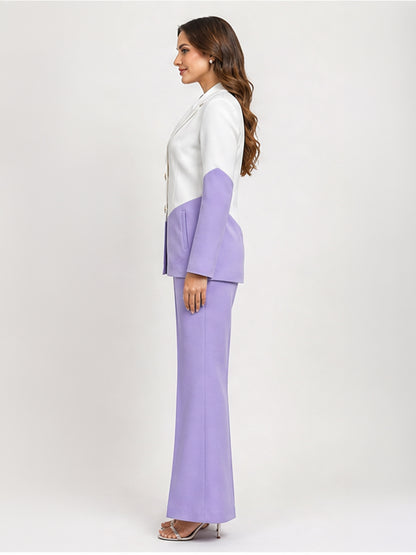 Color-Block Blazer &amp; Flared Trouser Co-Ord Set