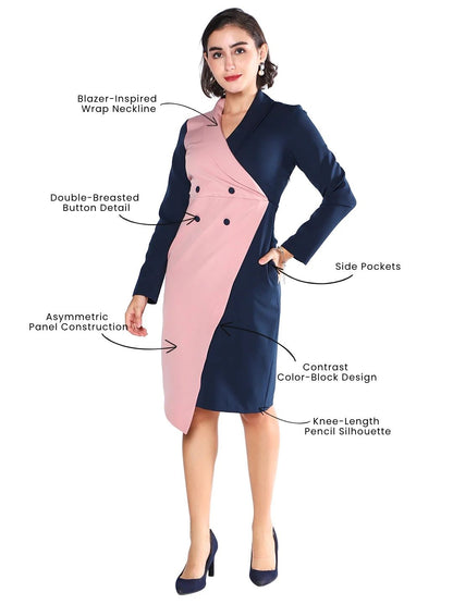 Exude Blush Noir Dual-Tone Blazer Dress