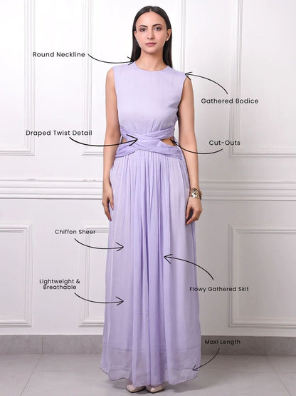 Sleeveless Draped Flowy Gown