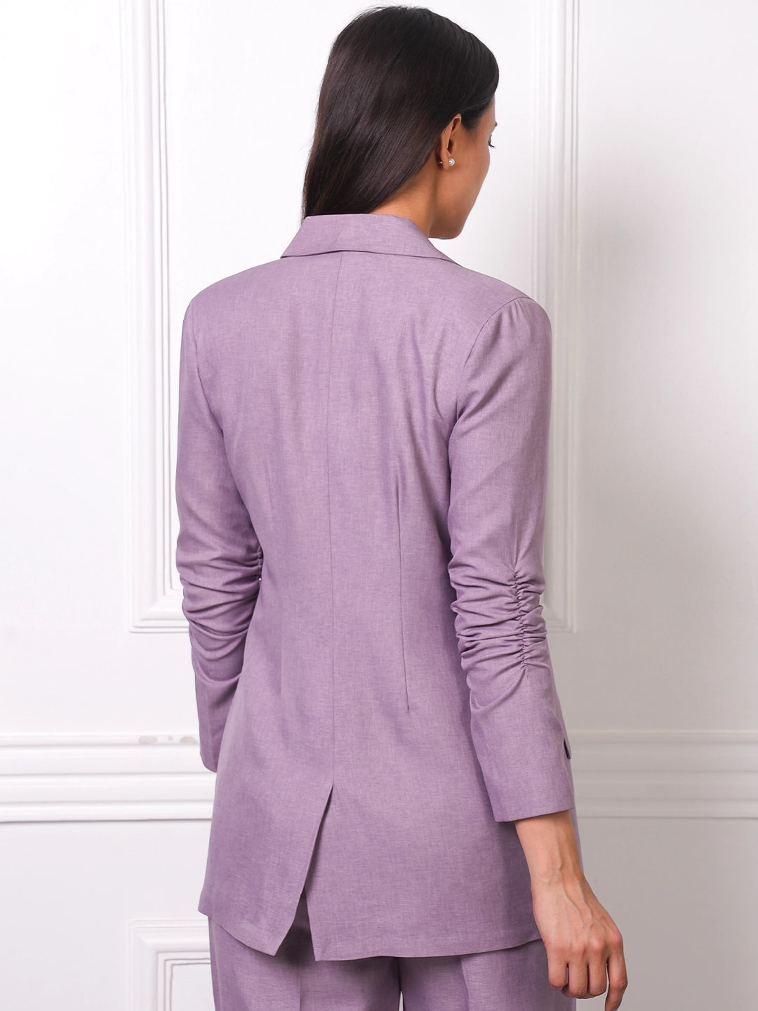 Lilac Linen Open Front Blazer