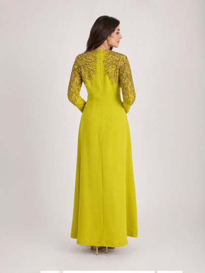 Lime Embellished Evening Gown
