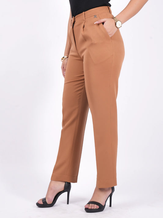Exude Tan Tapered Straight Pants