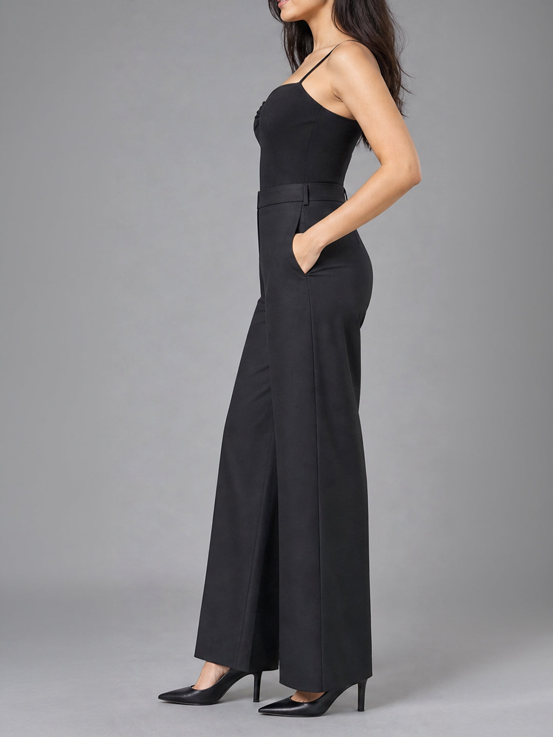 Black High-Waist Wide Leg Trousers