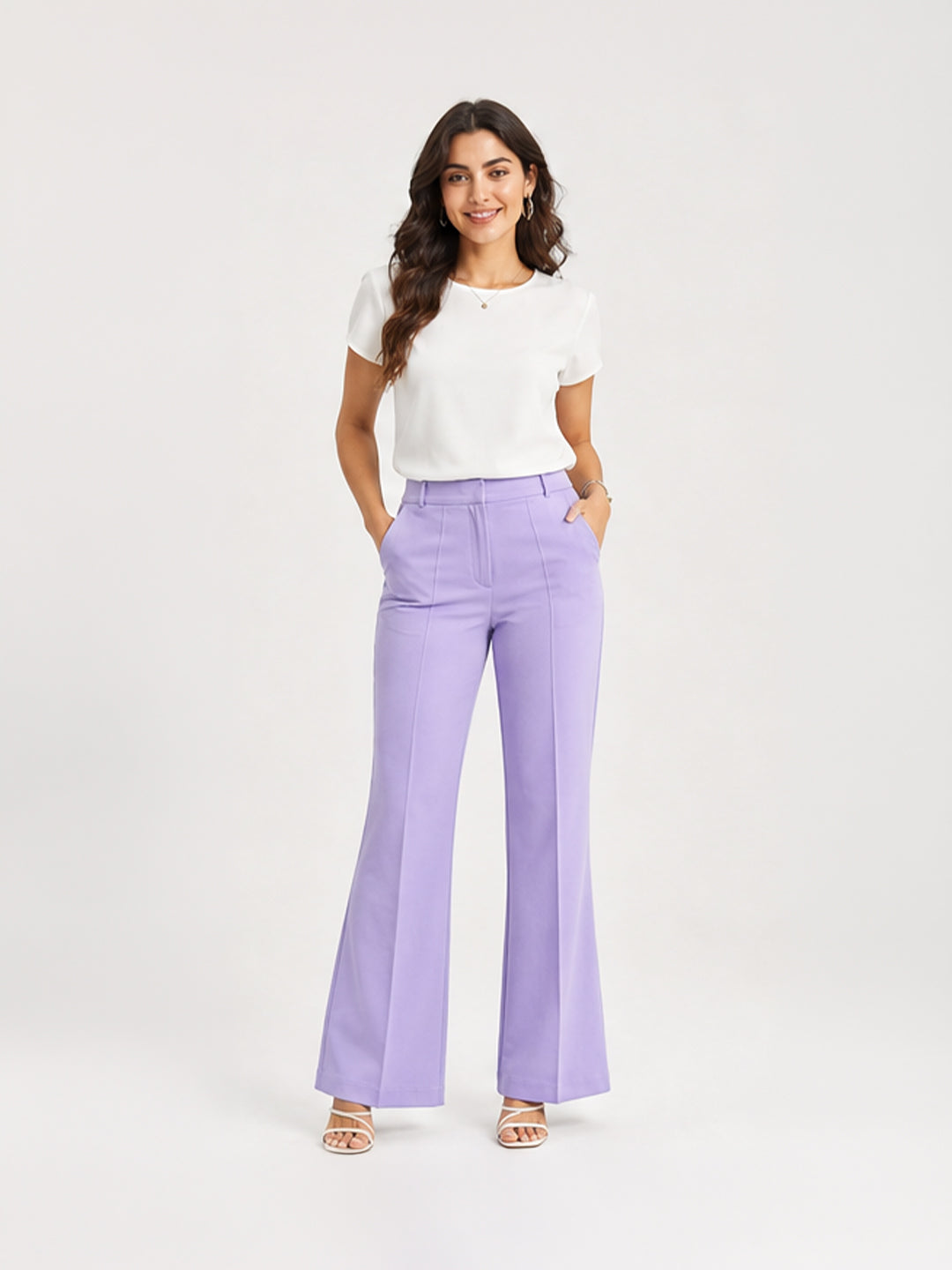High-Waist Flared Trousers