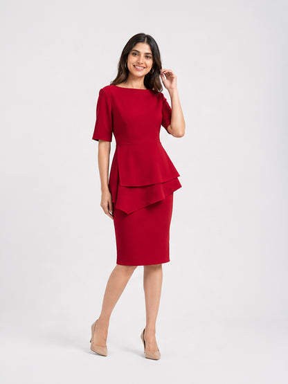 Tiered Peplum Sheath Dress