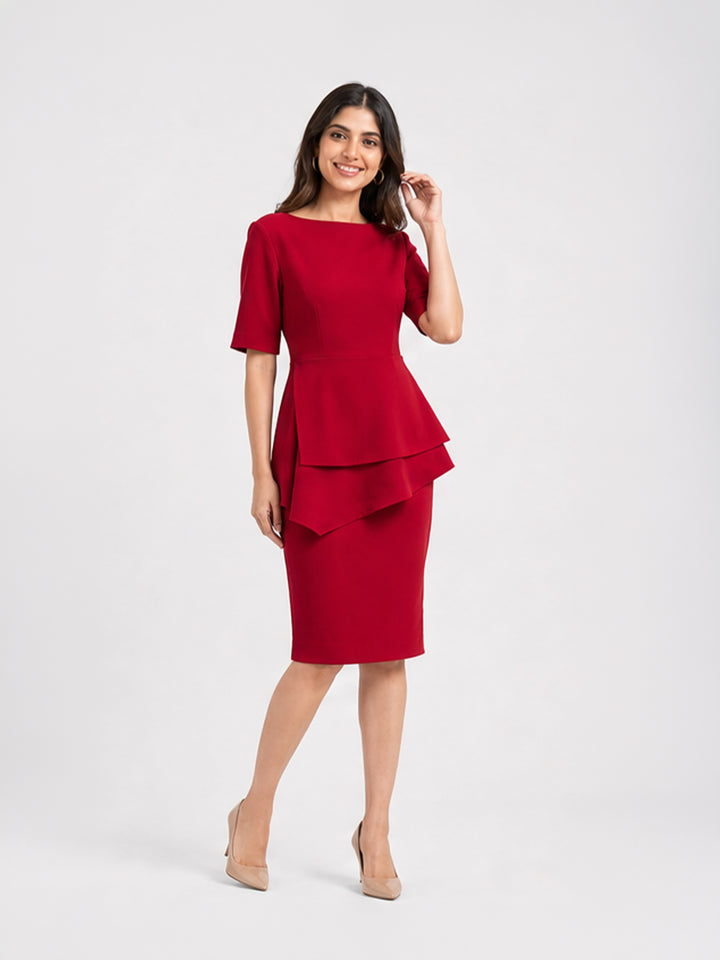Tiered Peplum Sheath Dress