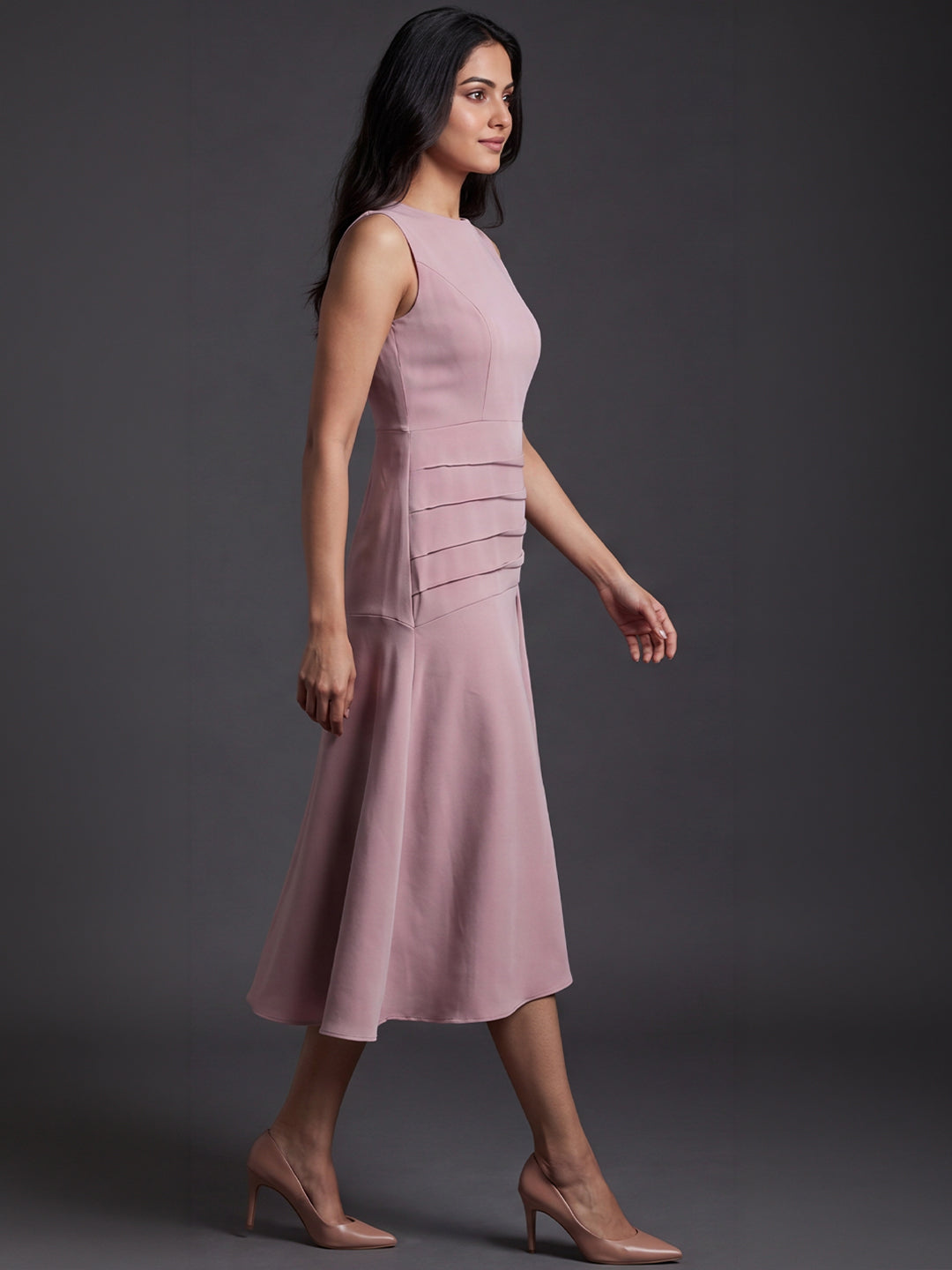 Exude Women Lime Green Draped Wrap Midi Dress