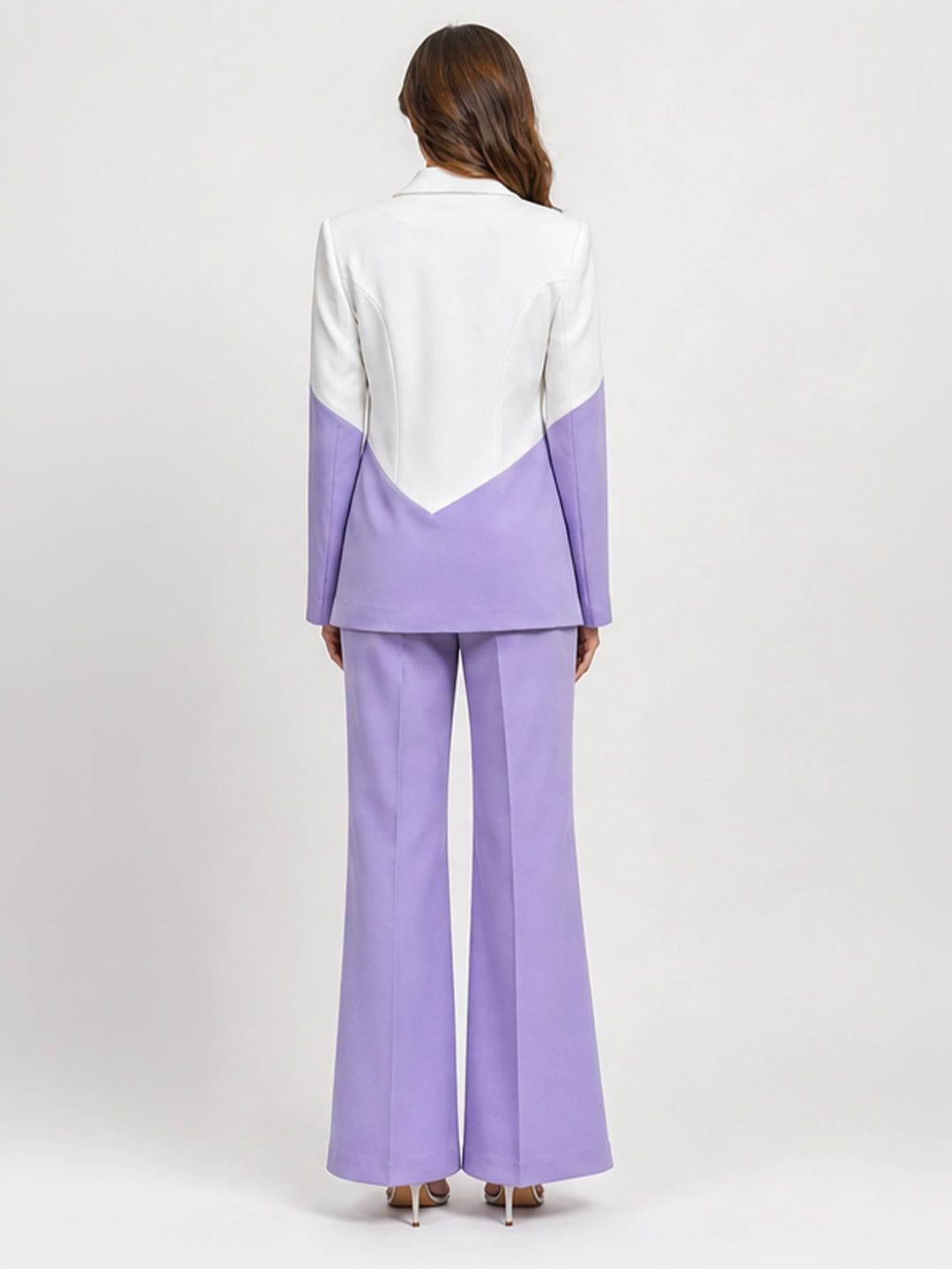 Color-Block Blazer &amp; Flared Trouser Co-Ord Set