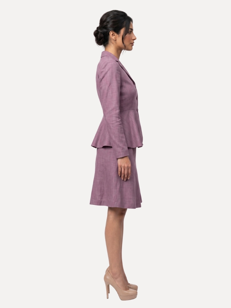 Lilac Linen A-Line Blazer &amp; Skirt Set