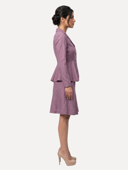 Lilac Linen A-Line Blazer &amp; Skirt Set