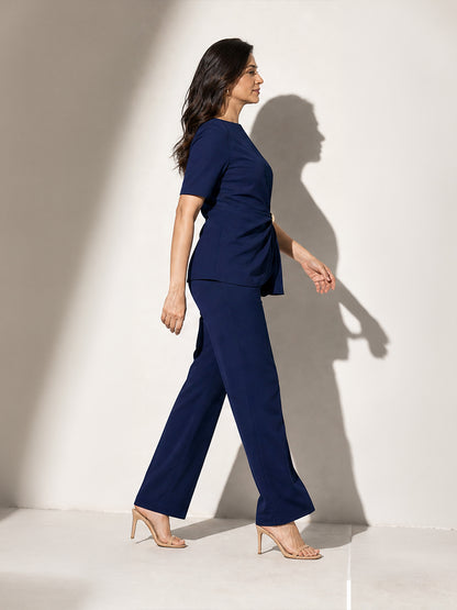 Navy Knot-Detail Co-ord Set