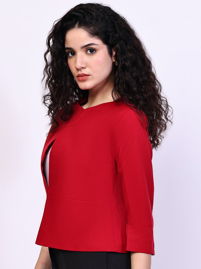 Exude Reign Peplum Short Blazer (Red)