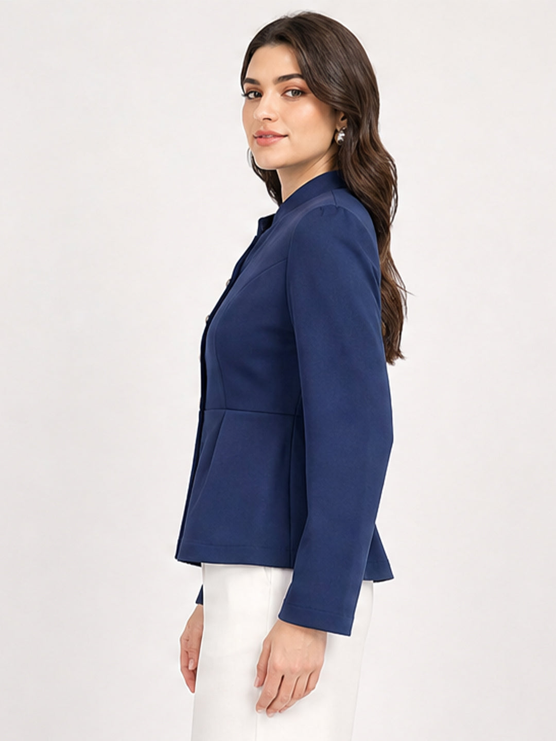 Navy Tailored Peplum Top