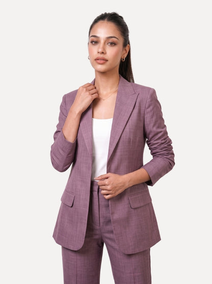 Exude Beige Linen Blazer &amp; Wide-Leg Trouser Co-ord Set
