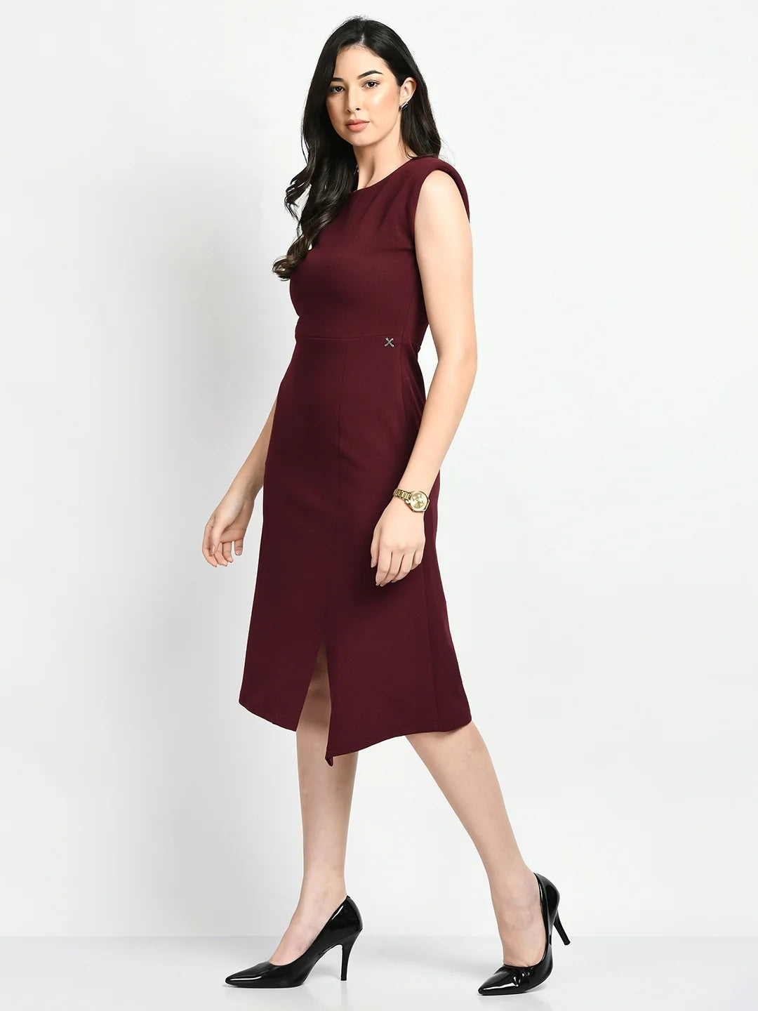 Exude Finesse Asymmetrical A-line Dress Wine Dresses