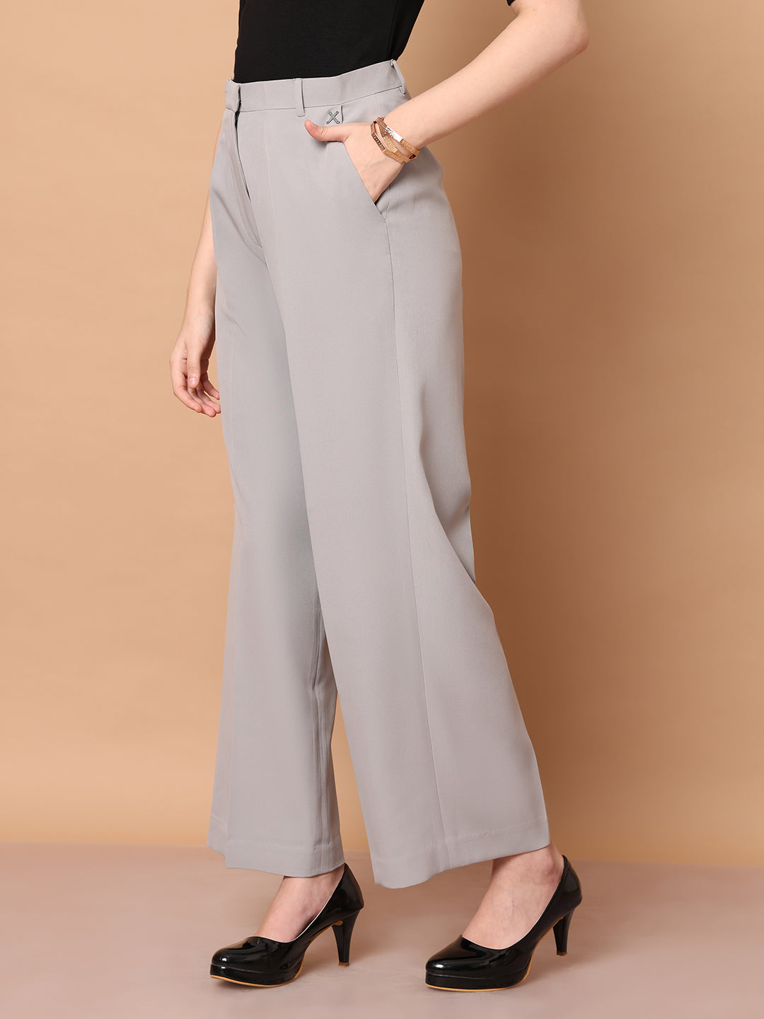 Wide Leg Pants Grey Formal Pants For Ladies Tall Women's Gray Wide