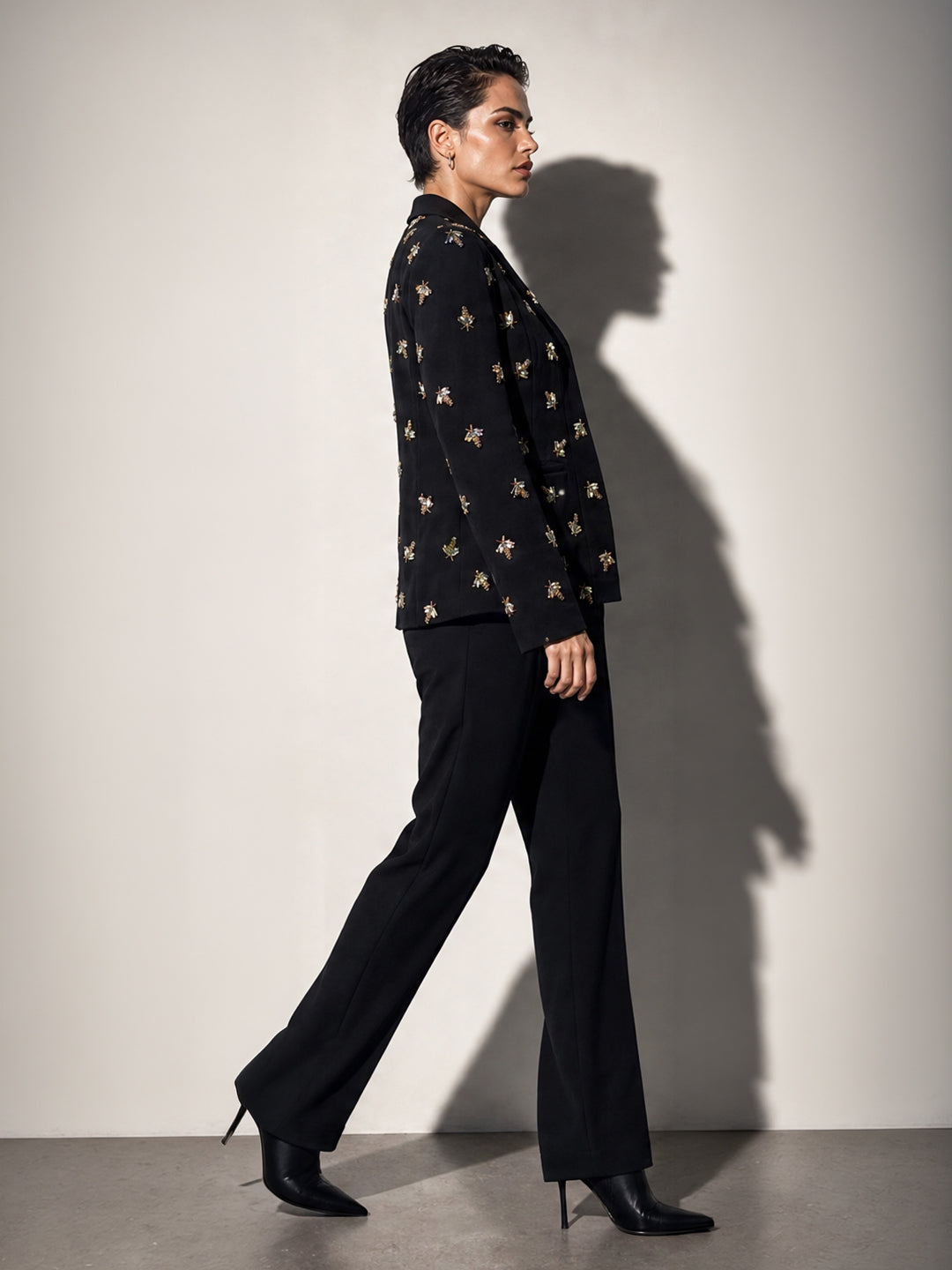 Black Embellished Blazer Co-ord Set (3-Piece)