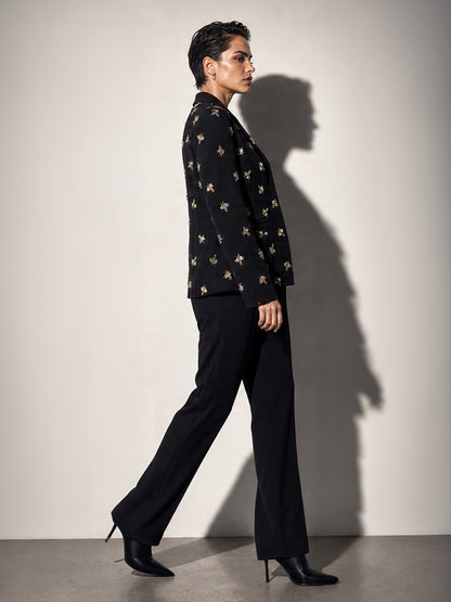 Black Embellished Blazer Co-ord Set (3-Piece)