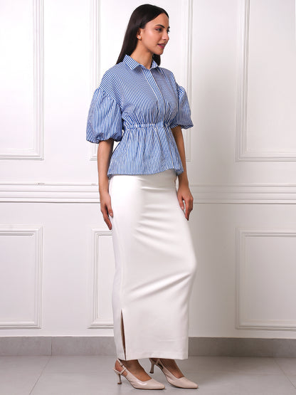 Exude Riviera Puff Sleeve Peplum Co-ord Set