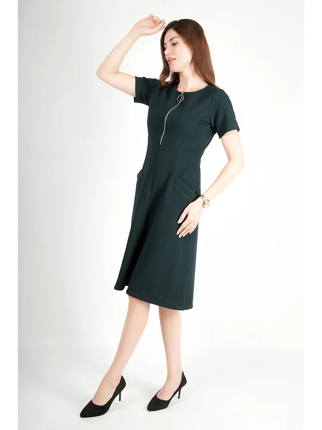 Exude Celebration A-line Zip Dress With Pockets Dresses