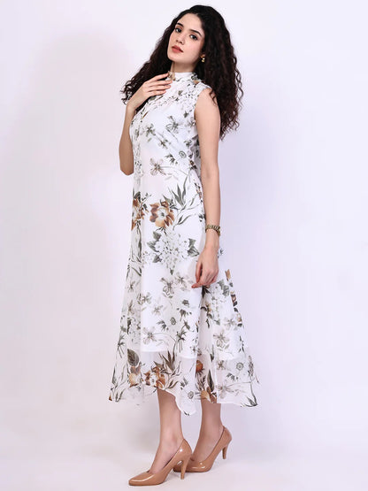 Exude Vibrance Open Back Midi Dress White Dresses