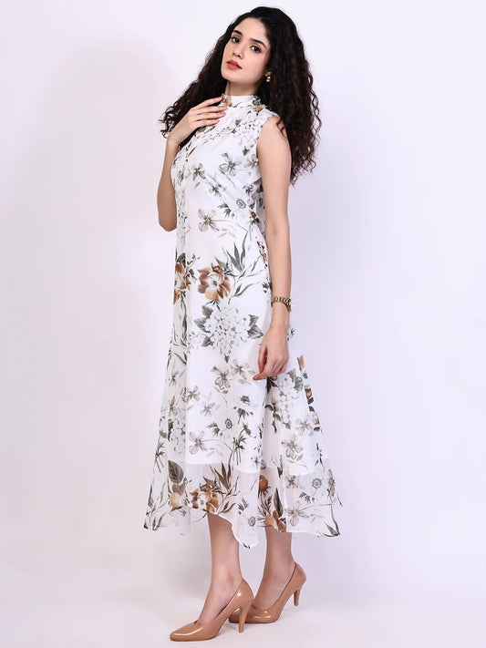 Exude Vibrance Open Back Midi Dress (White)