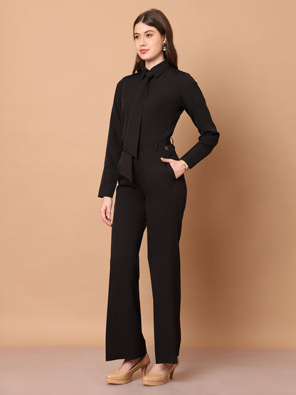 Exude Feminine touch Tie Shirt (Black)