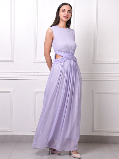 Sleeveless Draped Flowy Gown