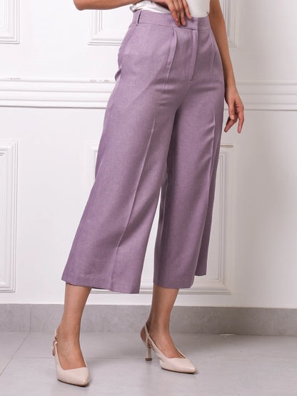 Lilac Linen Pleated Culottes