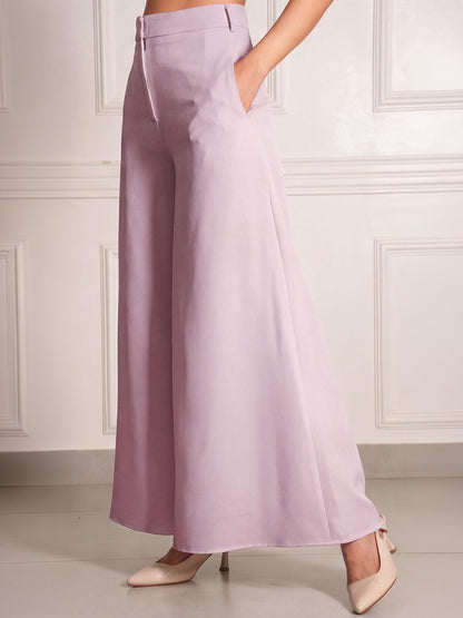Exude Dusty Pink Palazzo Wide-Leg Trousers