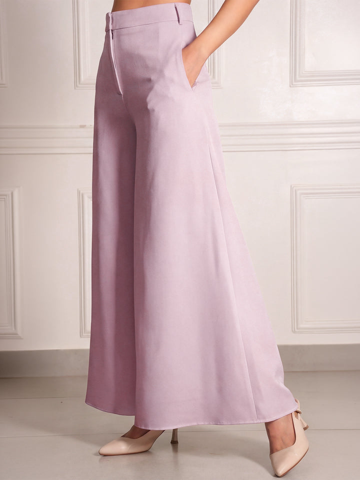 Exude Dusty Pink Palazzo Wide-Leg Trousers