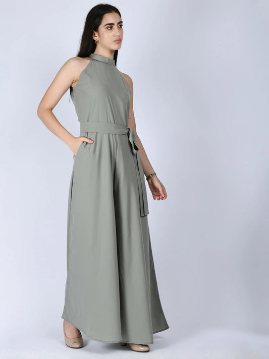 Exude Splendidness Extra Wide-Leg Jumpsuit (Pista Green)