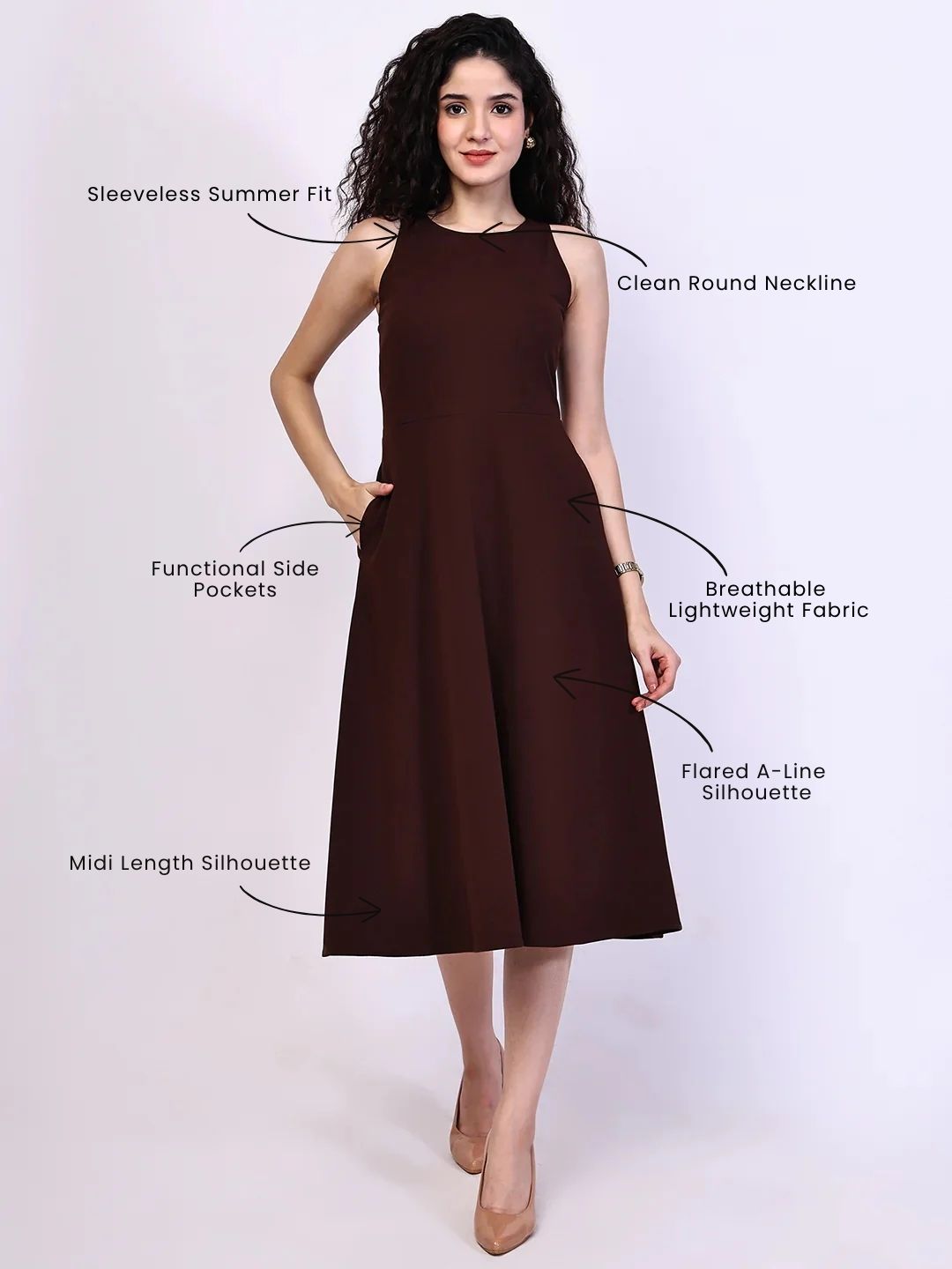 slim fit dress slacks Exude Golden Glow Brown Maxi Dress with Pockets