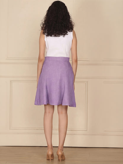 Exude Linen Bloom A-line Skirt Lilac