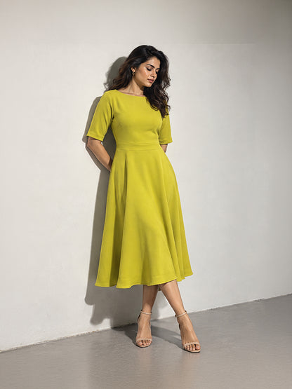 Exude Epitome Classic A-line Dress (Lime)