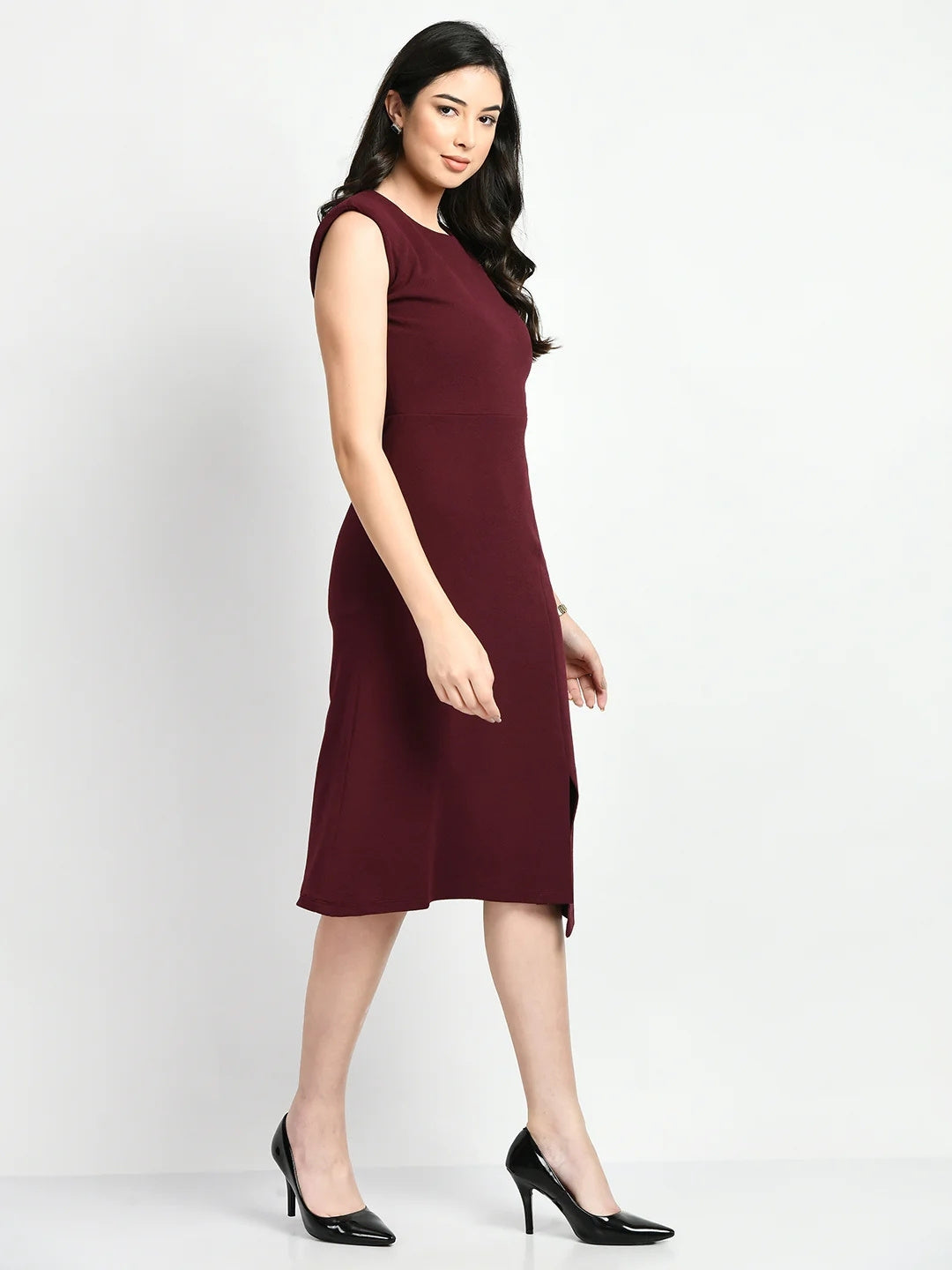 Exude Finesse Asymmetrical A-line Dress Wine Dresses