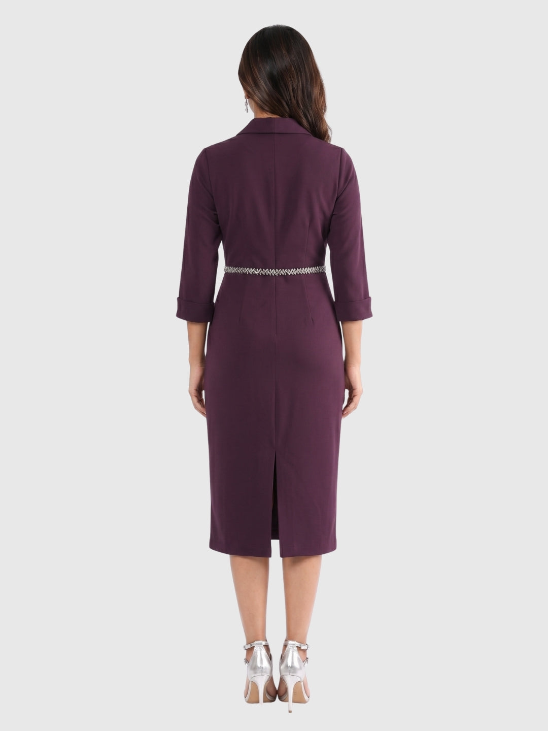 Exude Plum Luxe Wrap Midi Dress
