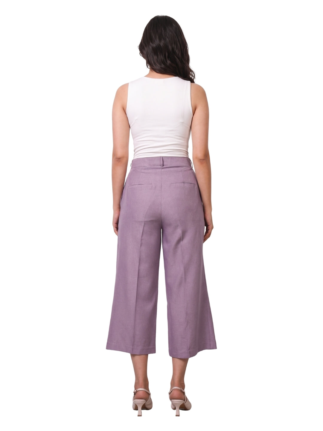Lilac Linen Pleated Culottes