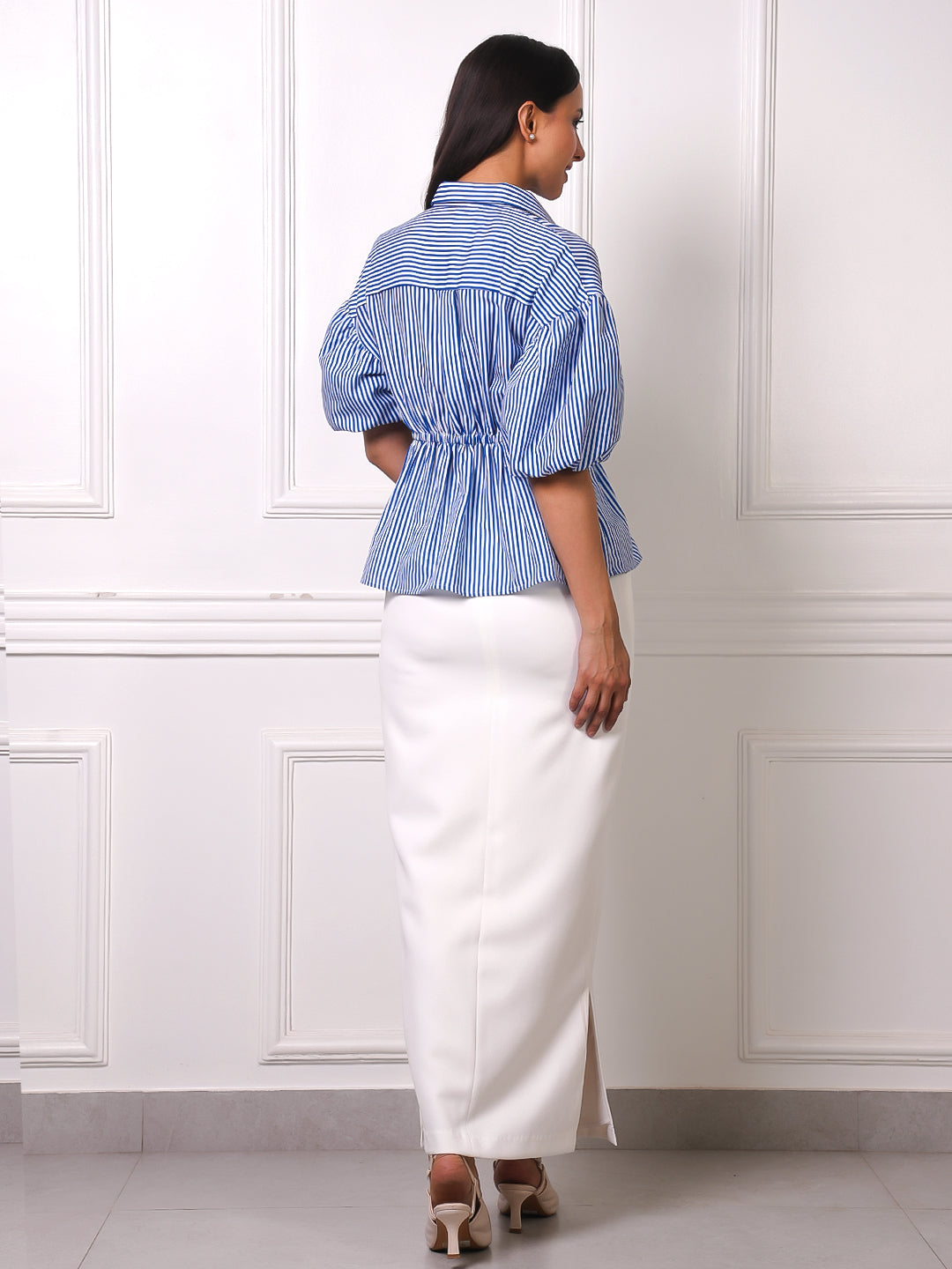 Exude Riviera Puff Sleeve Peplum Co-ord Set