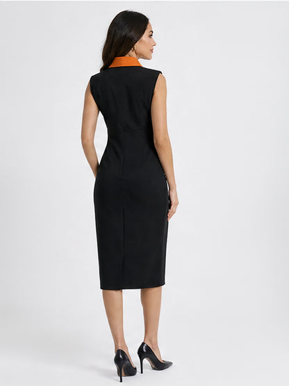Contrast Collar Sheath Dress