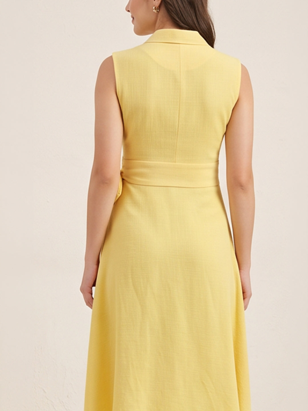 Collared Wrap-Tie Midi Dress