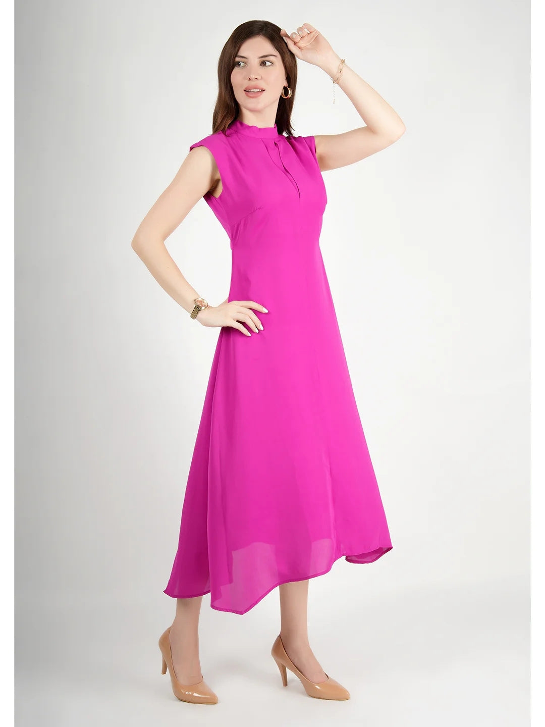Exude Vibrance Open Back Midi Dress Rosy Pink Dresses