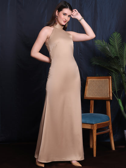 Exude Midnight Luxe Halter Neck Satin Gown