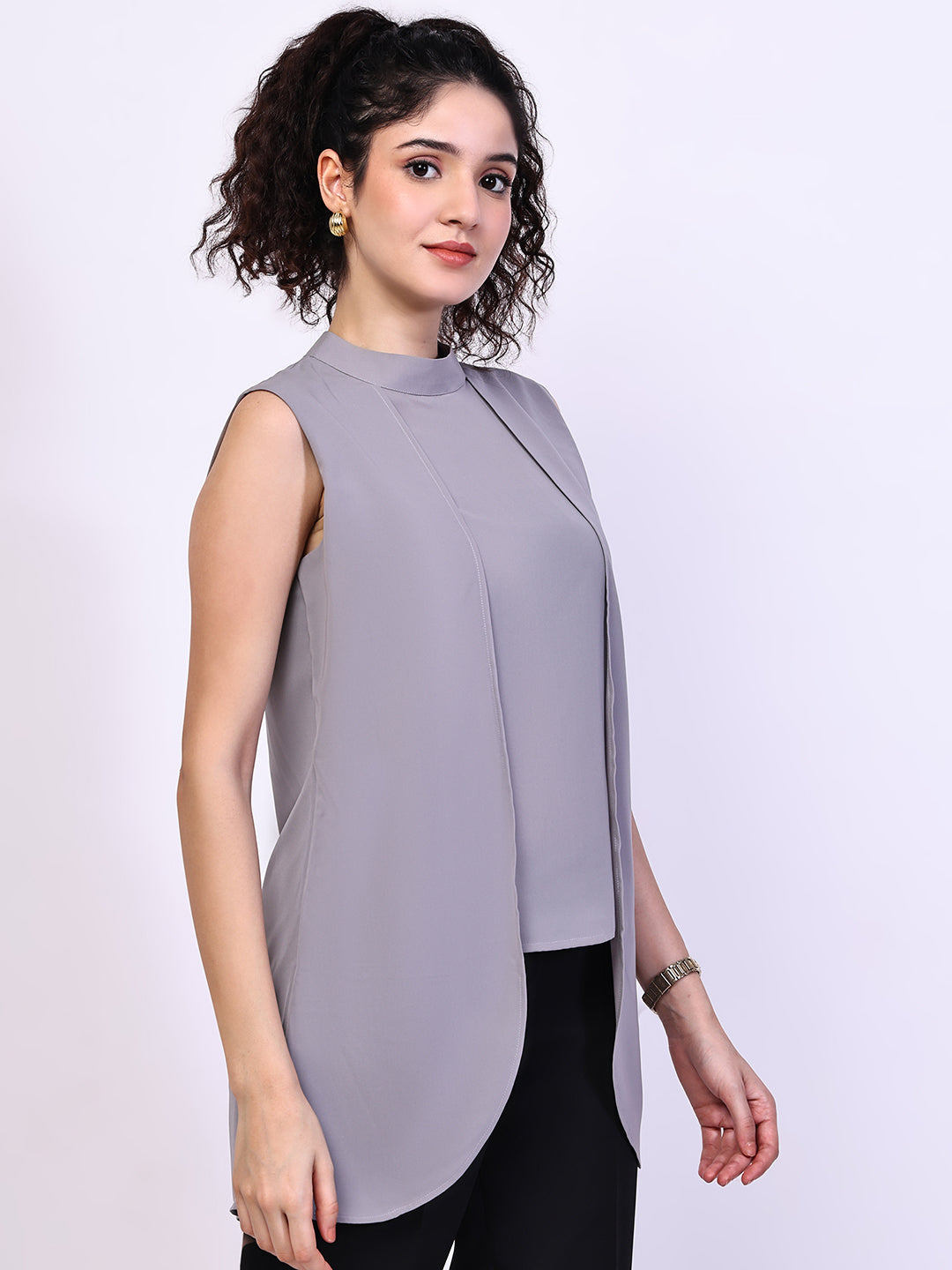 Exude Layered looks High Neck Layered Top Lilac Tops