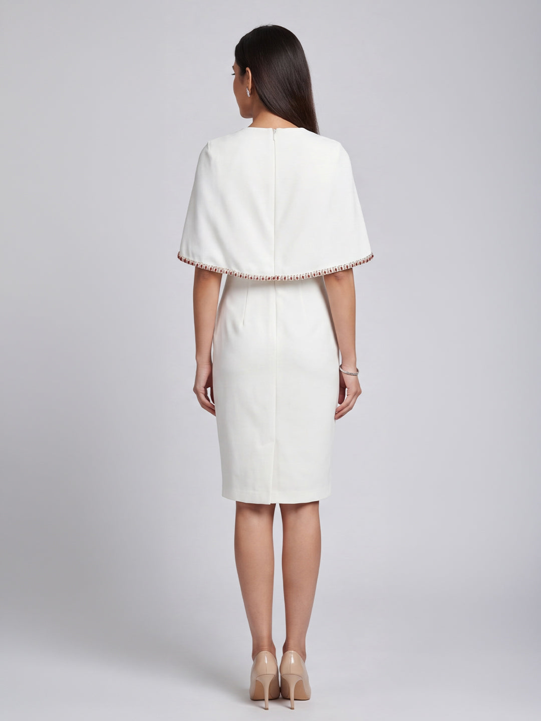 Exude Ivory Grace Cape Dress