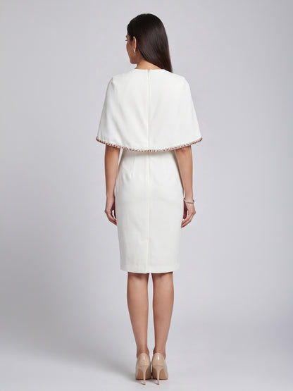 Exude Ivory Grace Cape Dress