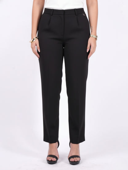 Exude Black Tapered Straight Pants Trousers
