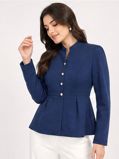 Navy Tailored Peplum Top